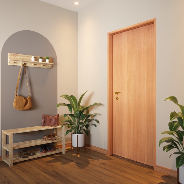 Folha de Porta Madeira Curupixá de Giro ou Correr Direito|Esquerdo Marrom 210x72cm Sarrafeada Lisa Pinhal Portas